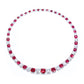 Micro-setting Ruby and clear diamond color Lab created stones cushion modern tennis necklace , sterling silver