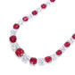 Micro-setting Ruby and clear diamond color Lab created stones cushion modern tennis necklace , sterling silver