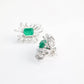 Micro-setting Emerald color Lab created stones fancy bow earrings, sterling silver