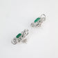 Micro-setting Emerald color Lab created stones fancy bow earrings, sterling silver