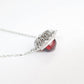 Micro-setting Ruby color Lab created stones sugar tower lace necklace, sterling silver