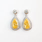Promotional design Micro-setting Yellow diamond color Lab created stones waterdrop earrings, sterling silver.