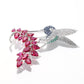 Customized only 1 piece. Micro-setting Ruby color Lab created stones The humming bird brooch, sterling silver