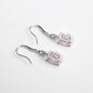 Micro-setting pink diamond color Lab created stones pigeon egg hook earrings, sterling silver