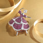 Customized only 1 piece Micro-setting Ruby color Lab created stones The Ballerina brooch, sterling silver