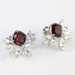Special offer Micro-setting Ruby color Lab created stones half flower earrings, sterling silver. (11.2 carat)