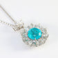 Micro-setting Paraiba color Sun-flower necklace, sterling silver.(13 carat)