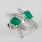 Micro-setting emerald color Lab created stones bowknot earrings, sterling silver