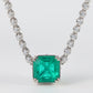 Micro-setting Square emerald color Bubble chain necklace, sterling silver