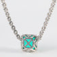 Micro-setting Square emerald color Bubble chain necklace, sterling silver