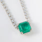 Micro-setting Square emerald color Bubble chain necklace, sterling silver