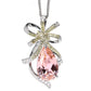 Micro-setting Pink morganite color waterdrop necklace, sterling silver