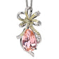 Micro-setting Pink morganite color waterdrop necklace, sterling silver