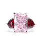 Bague 2 gouttes de sang couleur rose micro-serti, argent massif