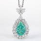 Collier goutte d'eau couleur Paraiba micro-serti, argent massif. (20,75 carats)