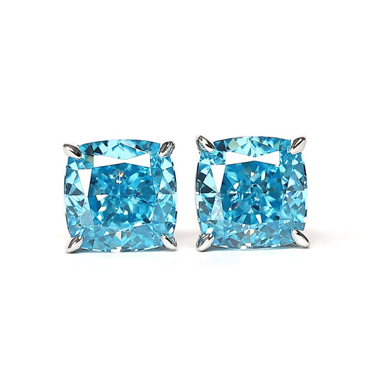 Micro-setting Aquamarine color city of the sky earrings, sterling silver