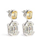 Micro-setting Emerald cut Shine like the sun and moon fancy earrings, sterling silver