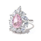 Promotional design Micro-setting Pink diamond color Lab created stones Tear drop ring, sterling silver