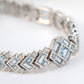 Micro-setting Light Aqusmarine blue color fully studded bracelet, sterling silver