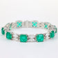 Micro-setting Square emerald color double Marquise cutting bracelet, sterling silver