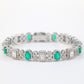 Micro-setting oval shape emerald color fully studded  fancy bracelet, sterling silver