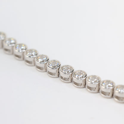 Bezel-setting Lab created stones fully studded Bubble chain bracelet, sterling silver