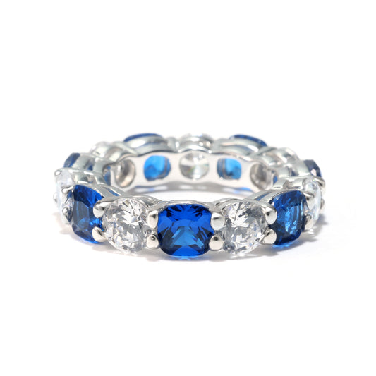 Special offer Micro-setting tanzanite color lab created stones Dream catcher eternity ring, sterling silver