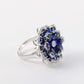 Micro-setting Preserved Flower Sapphire color Lab created stones ring, sterling silver