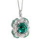 Micro-setting emerald color sugar tower Lab created stones Art deco style pendant, sterling silver.