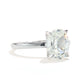 Micro-setting diamond color Lab created stones oval Solitaire ring, sterling silver. (3 carat)