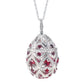 Micro-setting Ruby color Lab created stones Luxury egg pendant, sterling silver