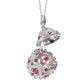 Micro-setting Ruby color Lab created stones Luxury egg pendant, sterling silver