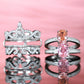 Micro-setting colored Lab created stones three-piece set Crown ring, sterling silver