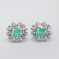 Micro-setting emerald color Lab created stones fancy square shape fully studded earrings, sterling silver