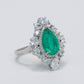 Micro-setting Emerald color Lab created stones waterdrop lace ring, sterling silver