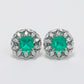 Micro-setting Emerald color square shape Lab created stones horse eye earrings, sterling silver