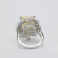 Micro-setting yellow diamond color Lab created stones city reflection ring, sterling silver