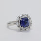 Micro-setting sapphire color Lab created stones sugar tower horse eye ring, sterling silver