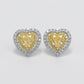 Micro-setting yellow diamond color Lab created stones fully studded heart ear studs