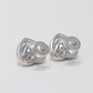 Micro-setting yellow diamond color Lab created stones fully studded heart ear studs