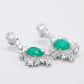 Micro-setting oval shape emerald color Lab created stones fancy earrings, sterling silver