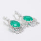 Micro-setting emerald color fancy waterdrop earrings, sterling silver