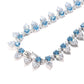 Micro-setting Aquamarine color Lab created stones Luxury Tennis Collar necklace, sterling silver