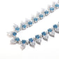 Micro-setting Aquamarine color Lab created stones Luxury Tennis Collar necklace, sterling silver