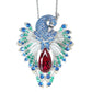 Pierres créées par un laboratoire de couleurs mélangées micro-serties détaillées Pendentif et broche polyvalents Peacock, argent sterling