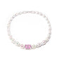 Micro-setting Pink diamond color Lab created stones Romantic Luxury White Shell Pearl necklace, sterling silver