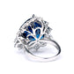 Micro-setting Sapphire color The heart of the ocean ring, sterling silver
