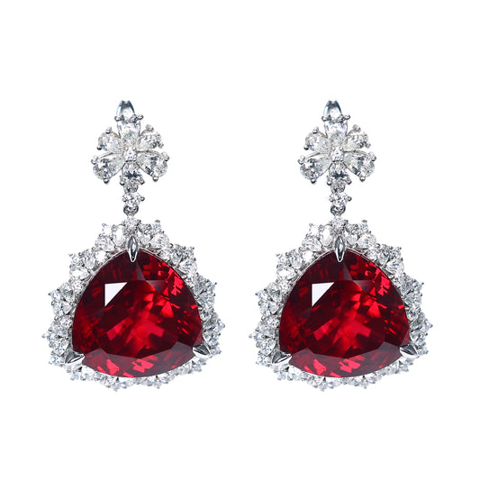 Micro-setting Ruby color The heart of the ocean earrings, sterling silver