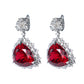 Couleur rubis micro-serti Boucles d'oreilles cœur de l'océan, argent sterling