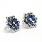 Micro-setting Sapphire color lab created stones preserved fresh flower earrings, sterling silver